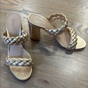 Schutz Women's Gold Braided Heeled Sandals